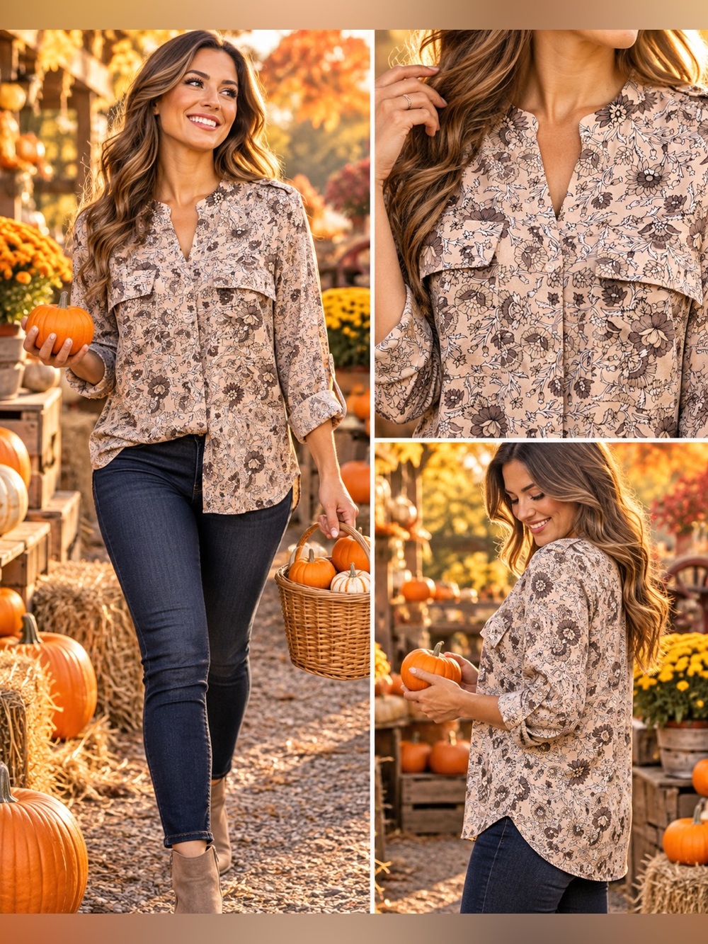 Calvin Klein Floral Utility Blouse – Women’s Medium